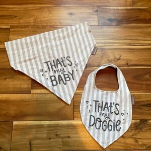 Striped Baby and Dog Bandana Set